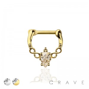 CZ LACEY EDGE INFINITY FILIGREE SIDE SEPTUM HINGED CLICKER